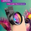 APEXEL 2-in-1 HD Camera Lenses With Travel Case, 0.45x Lens Super Wide Angle & 12.5x Macro Micro Lens For Apple IPhone Samsung Android Smartphones Tablets